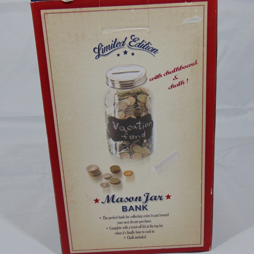 MASON JAR Bank with Chalkboard NIB Coin/Piggy Bank